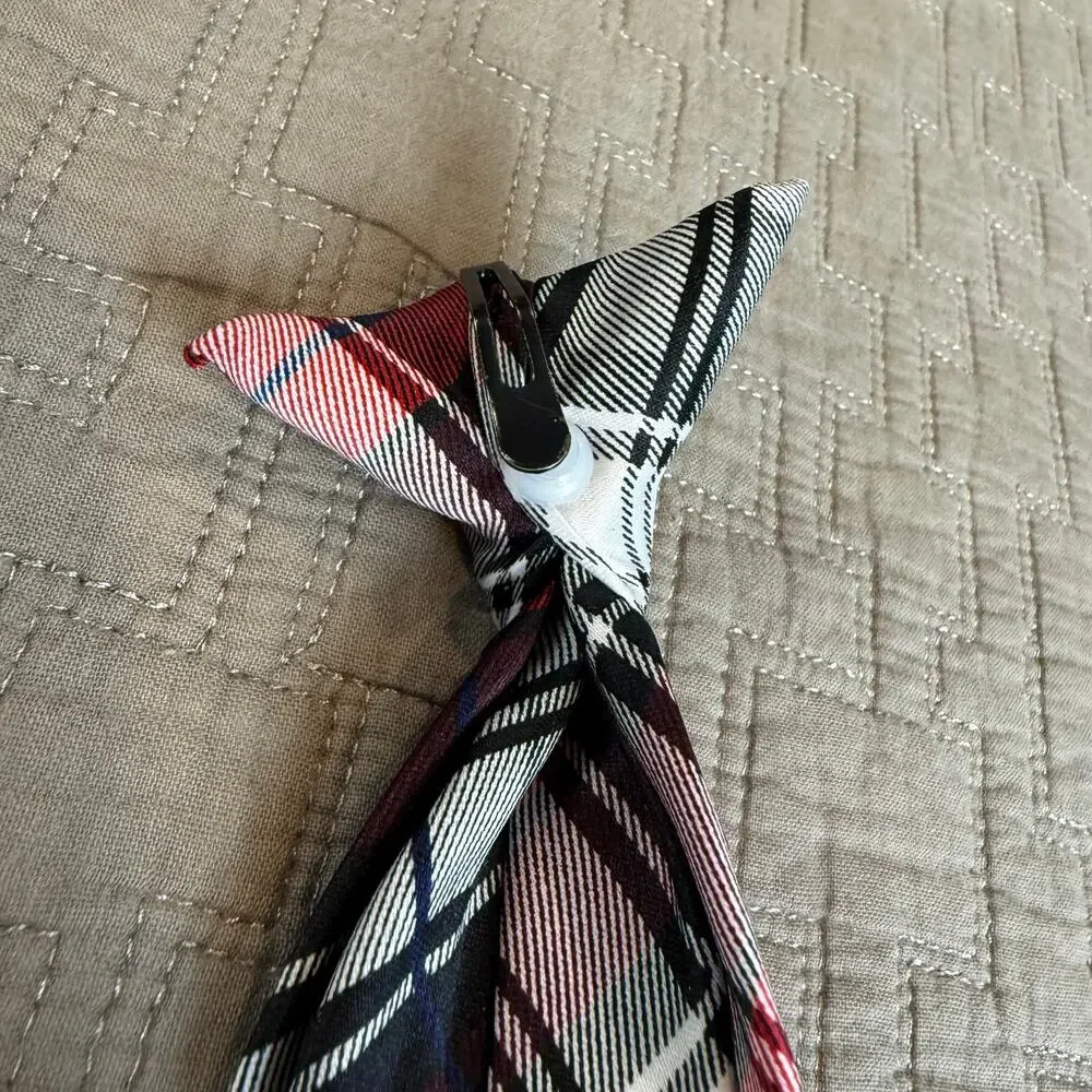 Red Black White Plaid Clip On Tie Toddler Boys Little Kid